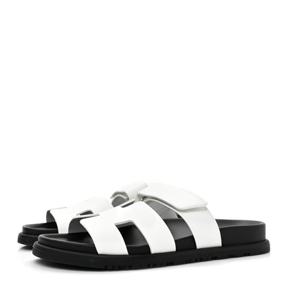 Hermes Calfskin Womens Chypre Sandals 37 White 3 of 11