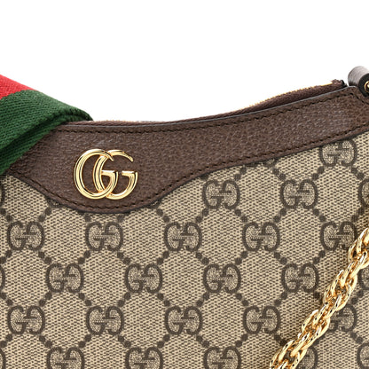 Gucci GG Supreme Monogram Textured Dollar Calfskin Web Small Ophidia GG Handbag Beige Ebony New Acero 8 of 11