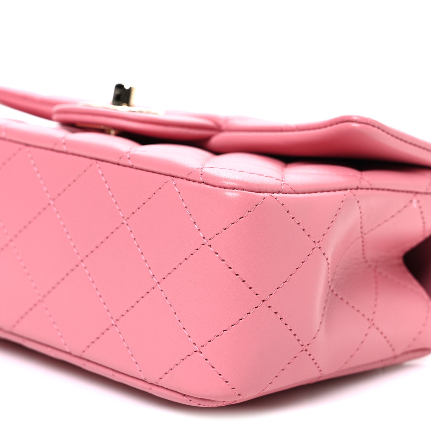 Lambskin Quilted Mini Top Handle Rectangular Flap Pink