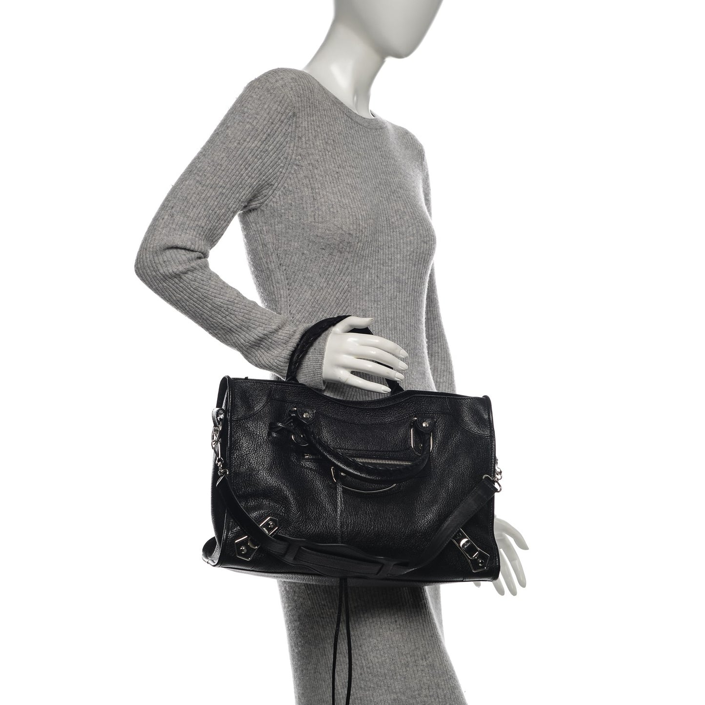 Chevre Silver Metallic Edge Hardware City Black