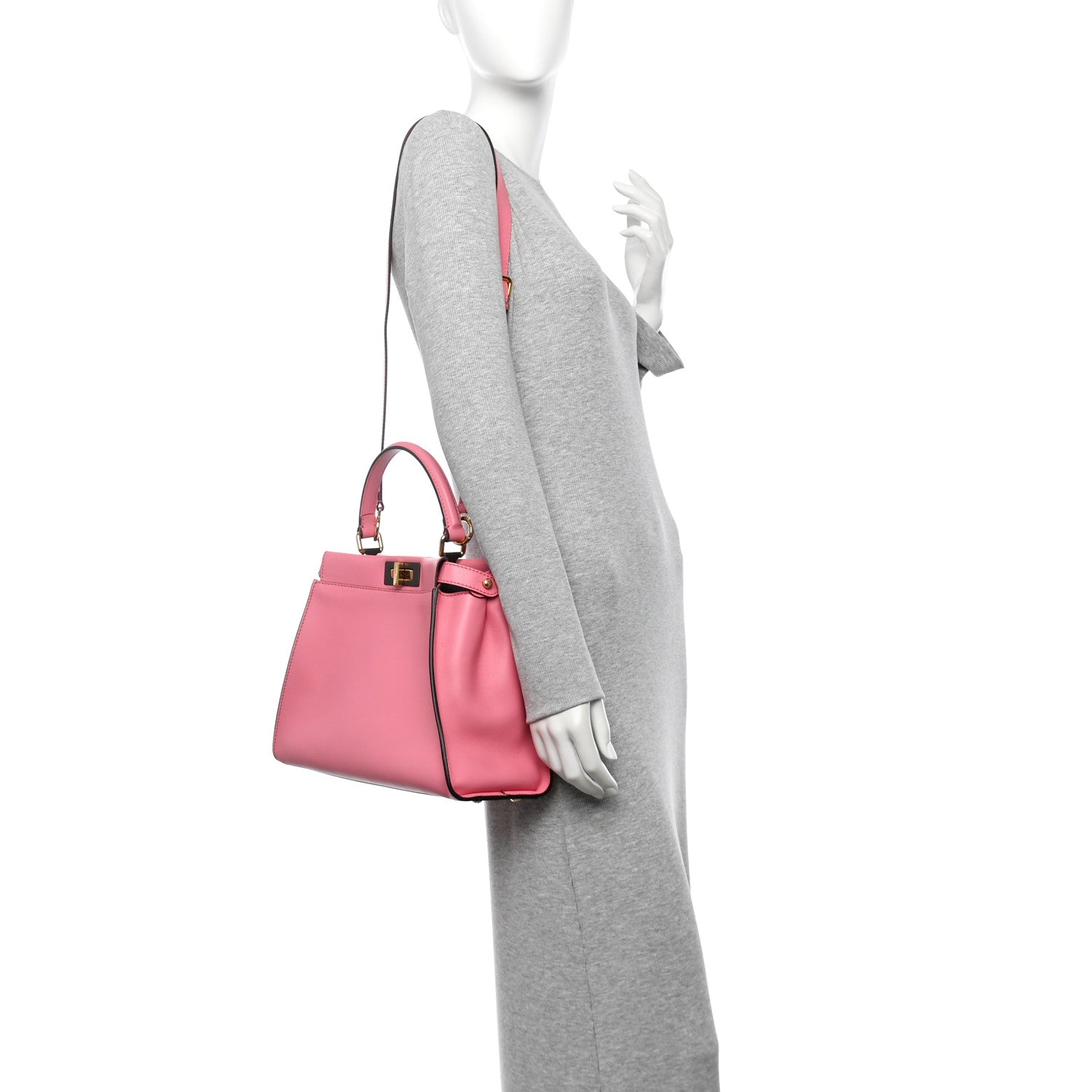 Fendi Vitello Seta Medium Peekaboo Iconic Satchel Pink 2 of 10