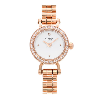 Hermes 18K Rose Gold Diamond Bezel 16mm Faubourg Quartz Watch 1 of 6