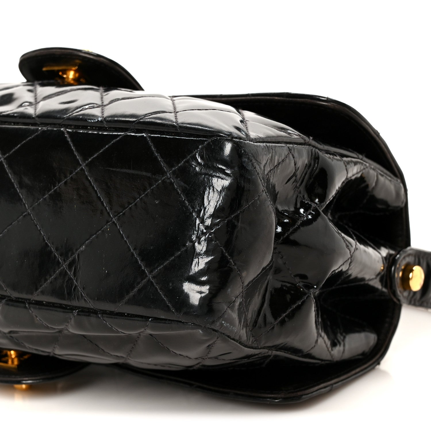 Chanel Patent Quilted Double Sided Shoulder Flap Bag Black 13 of 13