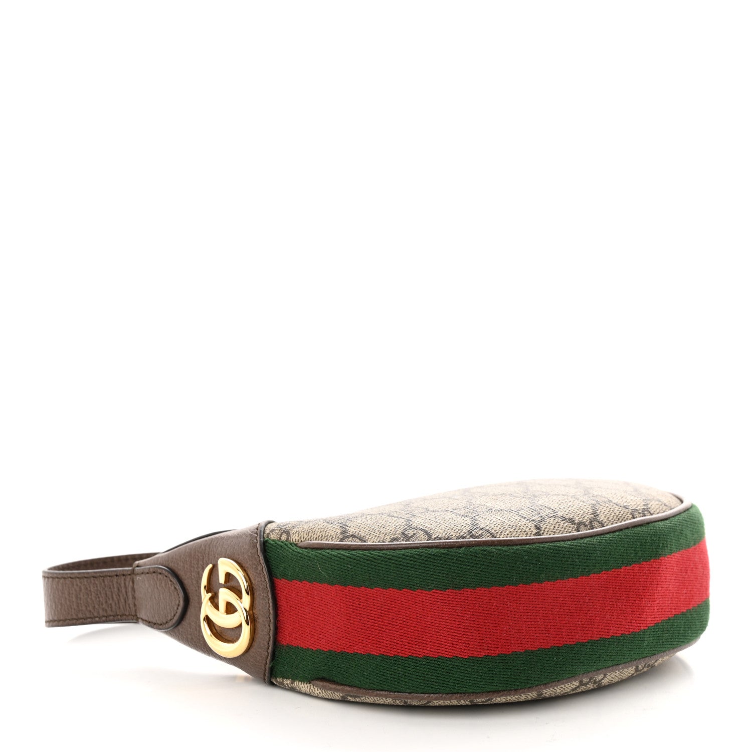 Gucci GG Supreme Monogram Textured Calfskin Web Mini Ophidia Half Moon Hobo Beige Ebony New Acero 4 of 10