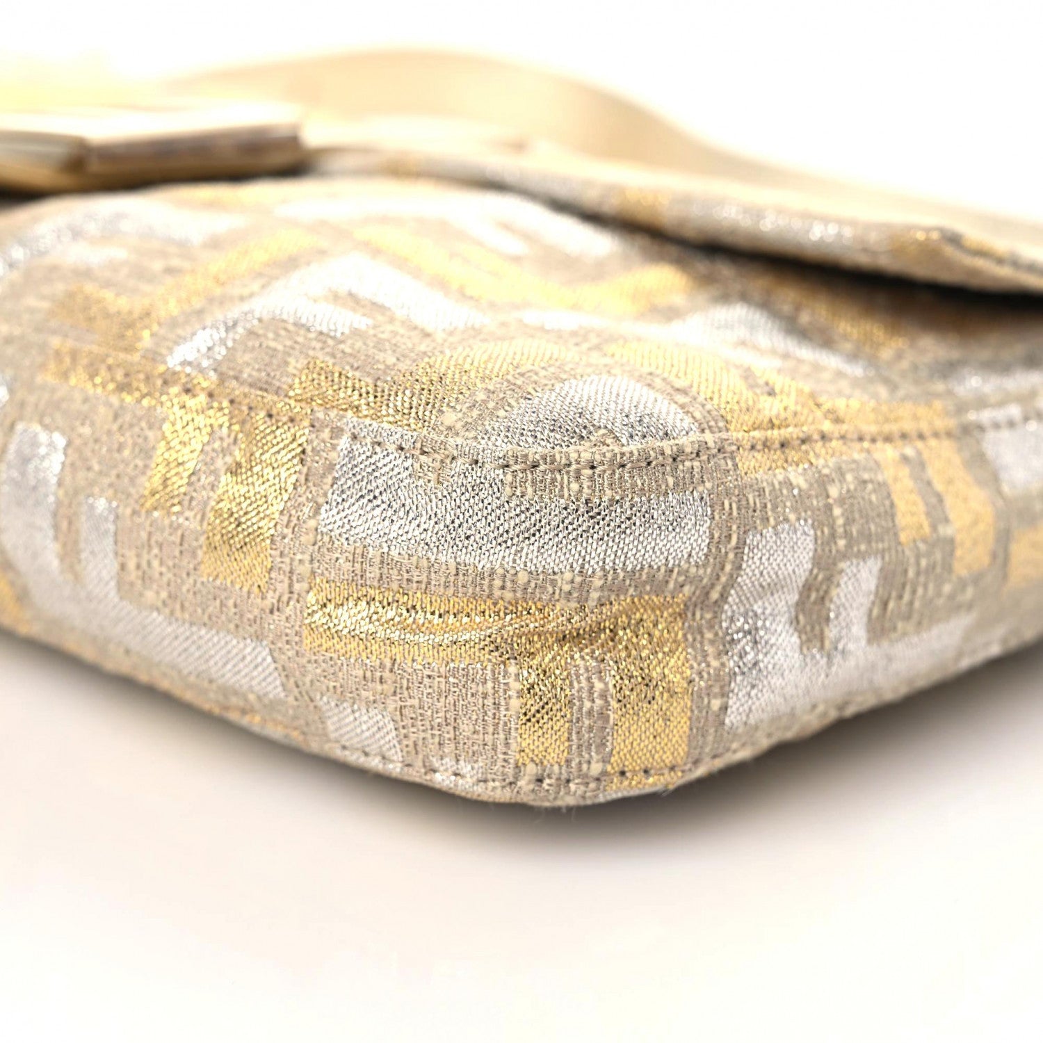 Fendi Metallic Lurex Zucca Baguette Gold Silver 5 of 11