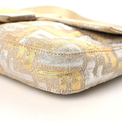 Fendi Metallic Lurex Zucca Baguette Gold Silver 5 of 11