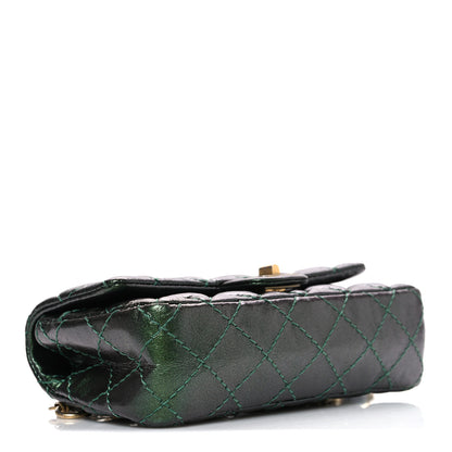 Chanel Metallic Aged Calfskin Quilted 2.55 Reissue Flap Belt Bag Clutch Green 4 of 10