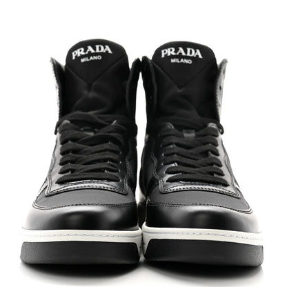 Prada Spazzolato Rois Re-Nylon Triangle Logo Womens High Top Sneakers 39 Black 2 of 11