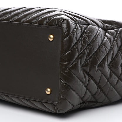 Chanel Aged Calfskin Chevron Large Coco Handle Shopping Tote Dark Green 9 of 11