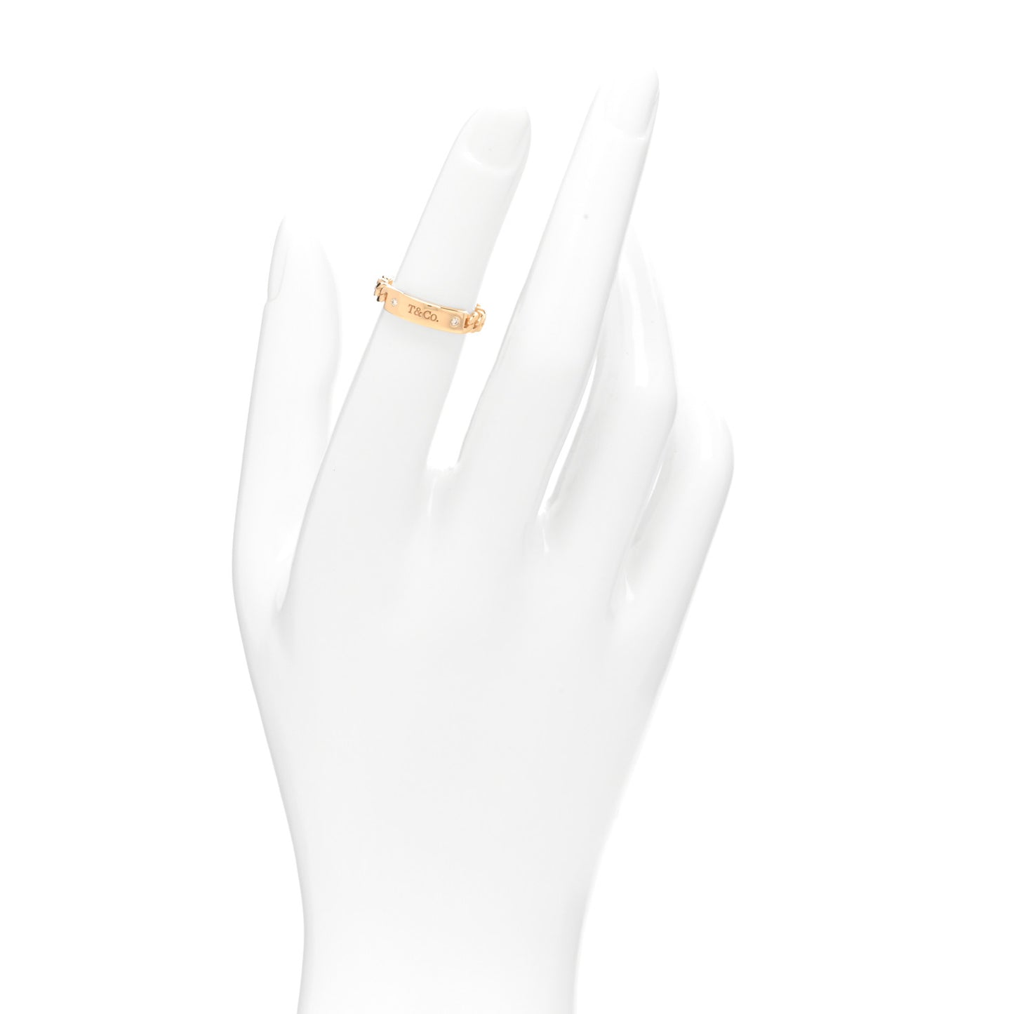 18K Rose Gold Diamond Micro Link Ring 47 4