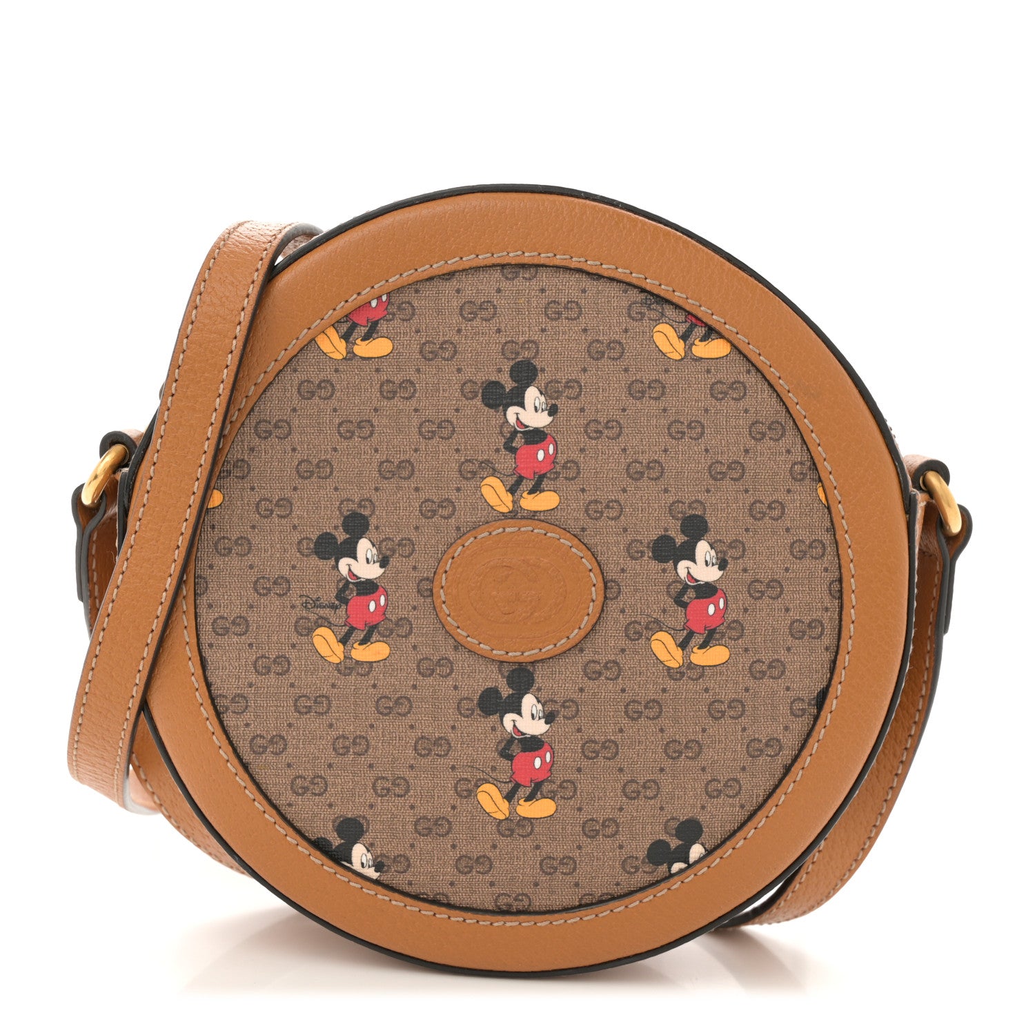 Gucci X DISNEY Mini Vintage GG Supreme Monogram Mickey Mouse Round Shoulder Bag Beige Vintage Sun Oil 1 of 11