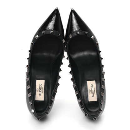Valentino Garavani Patent Calfskin Rockstud 100mm Pumps 38.5 Black 2 of 10