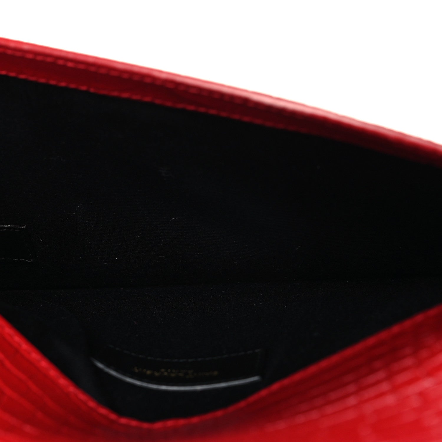 Saint Laurent Calfskin Crocodile Embossed Uptown Monogram Pouch Black 10 of 14