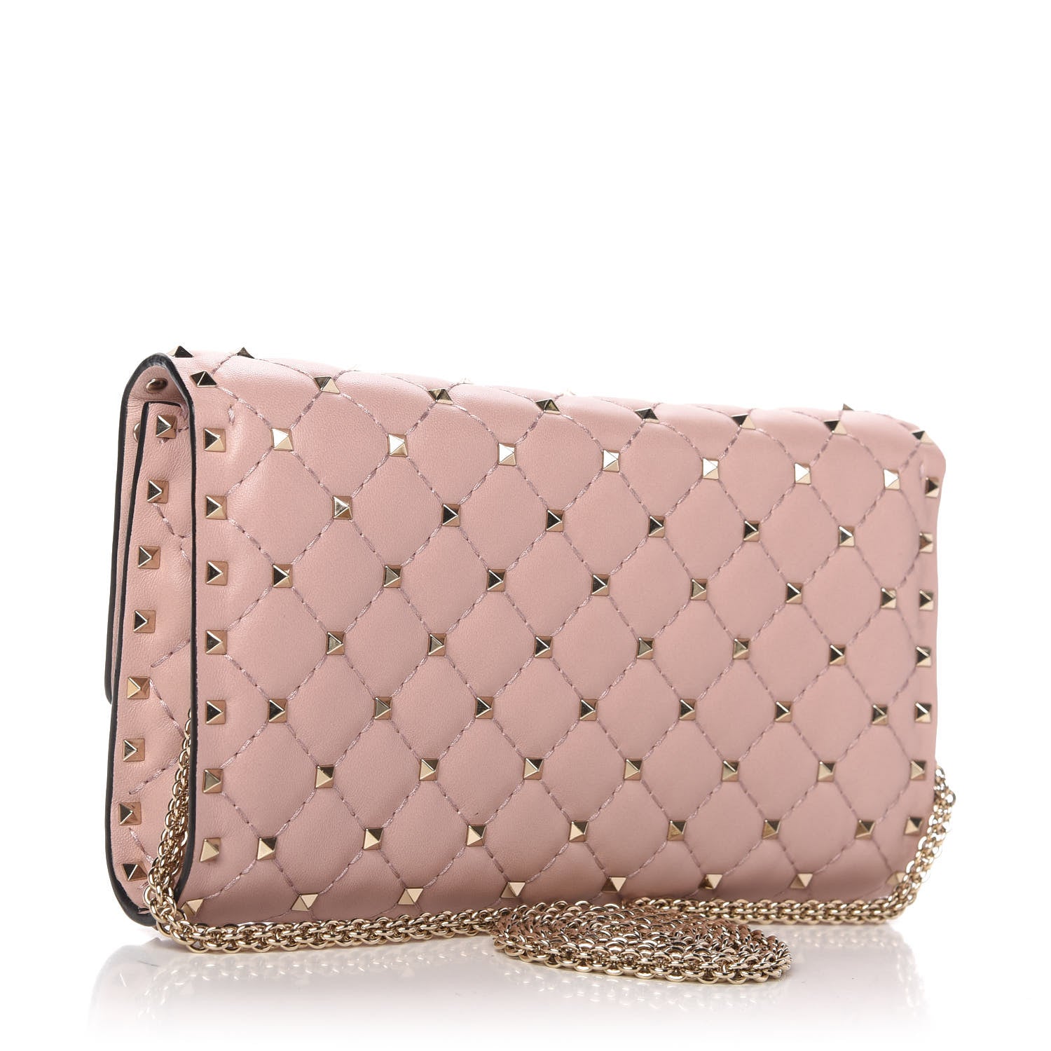Valentino Garavani Nappa Rockstud Spike Wallet on Chain Water Rose 3 of 9