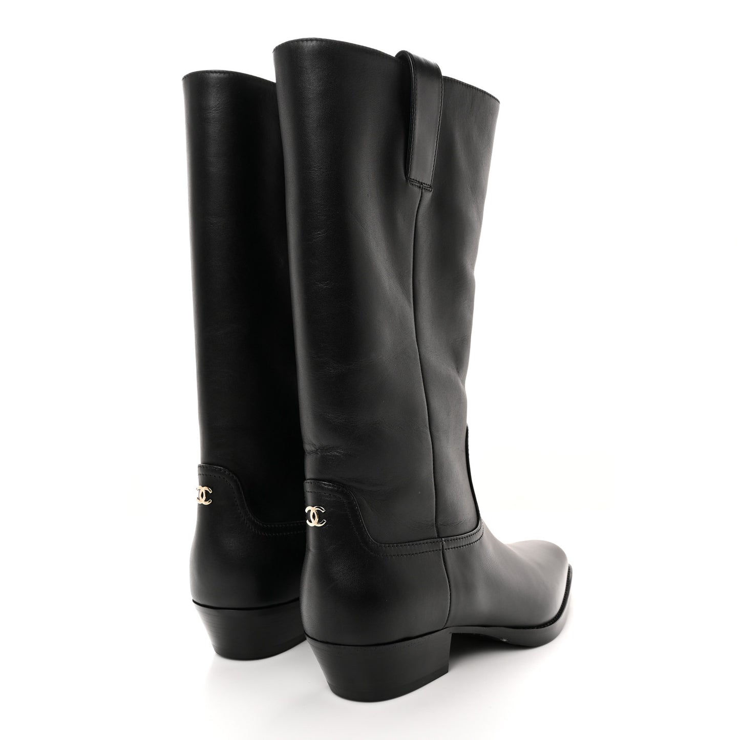 Calfskin CC High Boots 41 Black