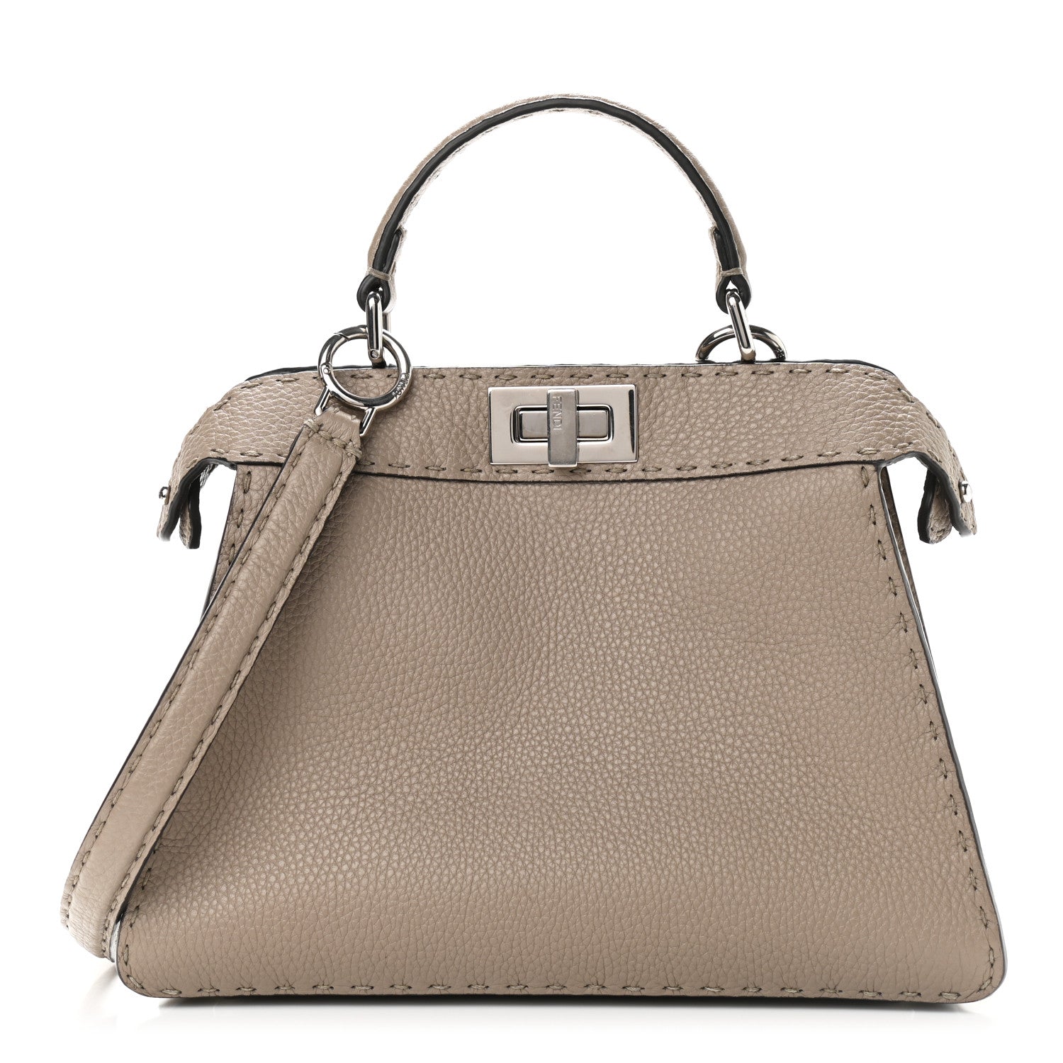 Fendi Cuoio Romano Selleria Chamois Small Peekaboo I SEE U Satchel Corda Camelia Cipria 1 of 8