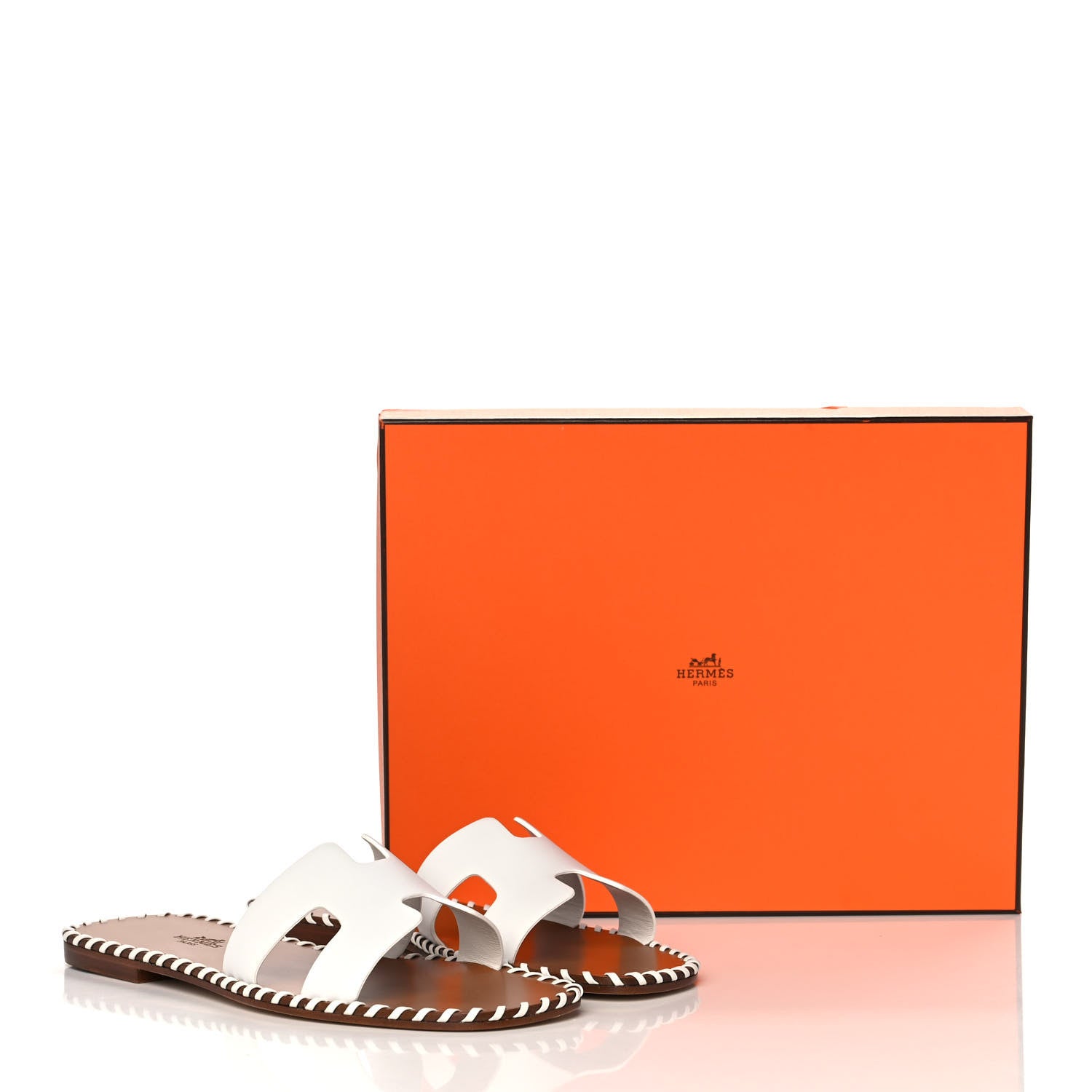 Hermes Box Calfskin Braided Oran Sandals 36.5 White 10 of 10