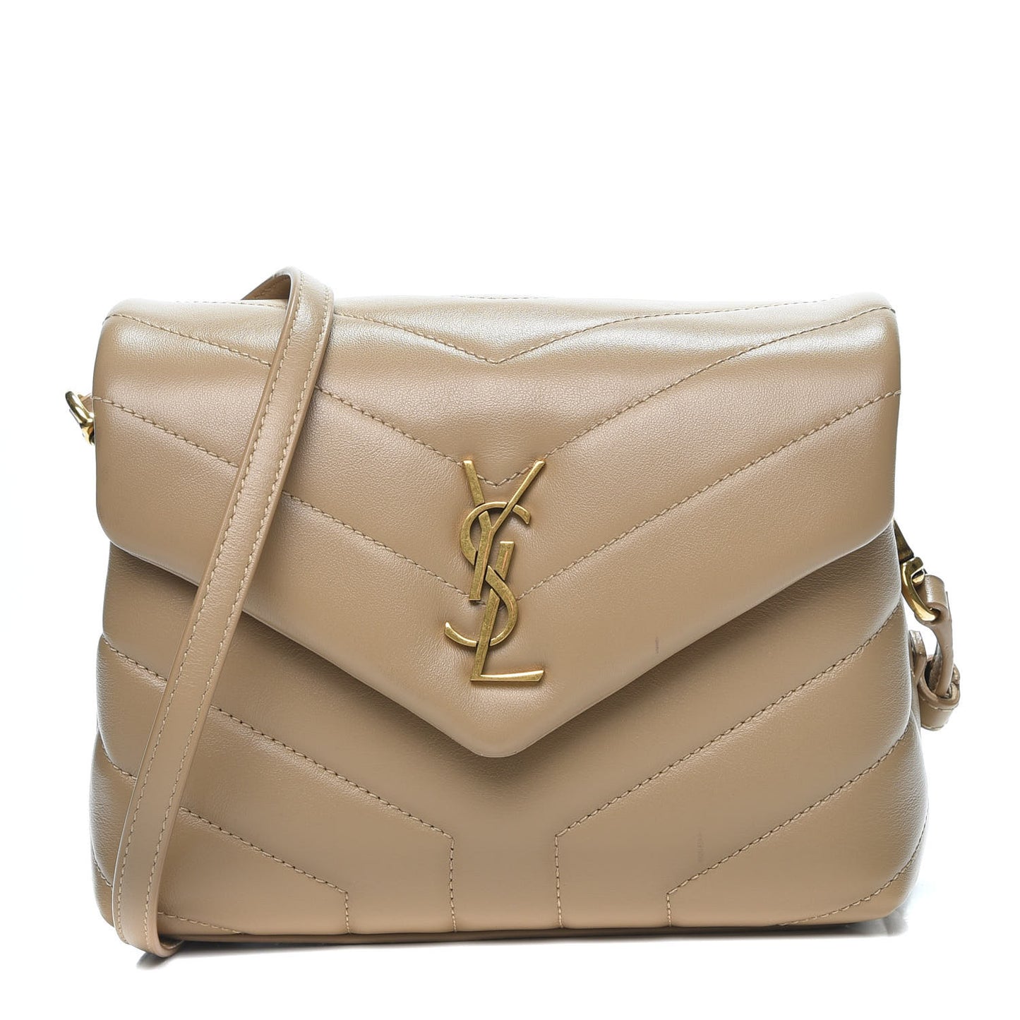 Calfskin Y Quilted Monogram Toy Loulou Crossbody Bag Latte