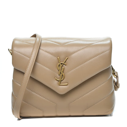 Saint Laurent Calfskin Y Quilted Monogram Toy Loulou Crossbody Bag Latte 1 of 12