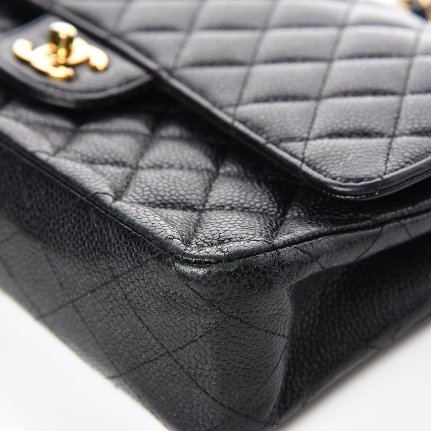 Caviar Quilted Medium Double Flap Black