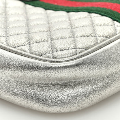 Gucci Laminated Nappa Web Trapuntata Mini GG Shoulder Bag Argento 7 of 8