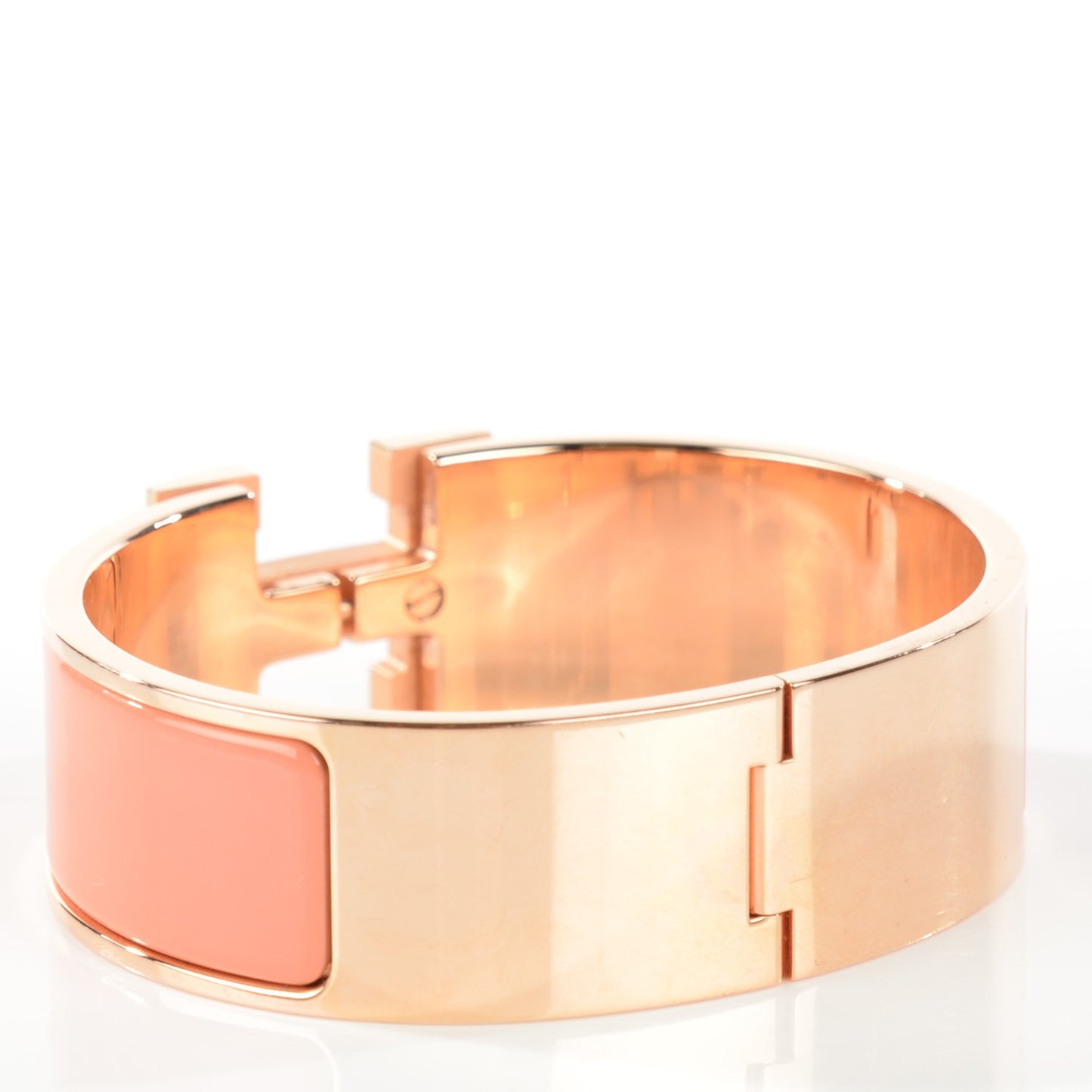 Enamel Wide Clic Clac H Bracelet GM Rose Saumon