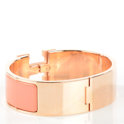 Hermes Enamel Wide Clic Clac H Bracelet GM Rose Saumon 3 of 5