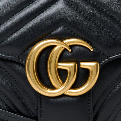 Gucci Calfskin Matelasse Sylvie Web Small GG Marmont Top Handle Shoulder Bag Black 9 of 11