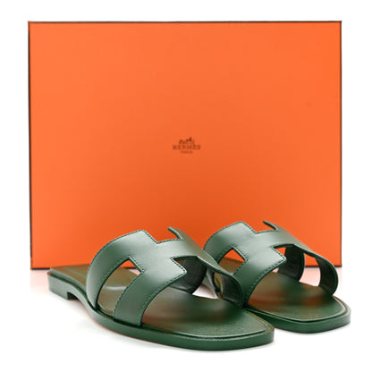 Hermes Calfskin Oran Sandals 35 Vert Electrique 11 of 11