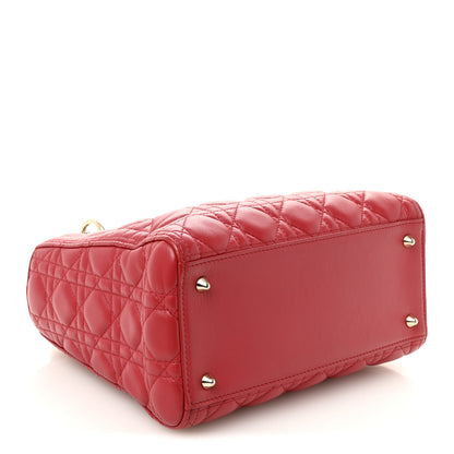 Christian Dior Lambskin Cannage Medium Lady Dior Red 4 of 10