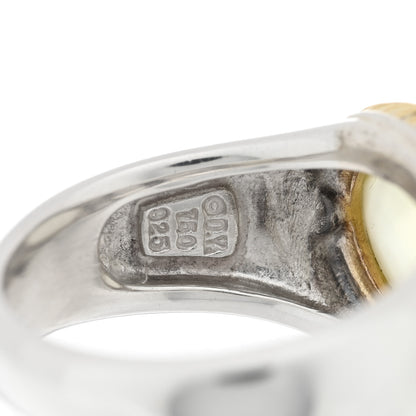 David Yurman Sterling Silver 18K Yellow Gold Citrine Domed Ring 54 6.75 4 of 4