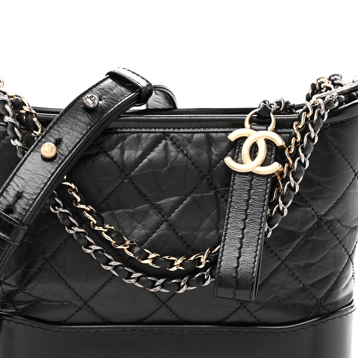 Chanel Aged Calfskin Quilted Small Gabrielle Hobo Black 8 of 11