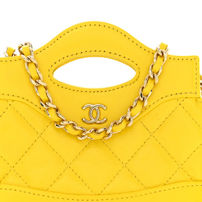 Chanel Shiny Lambskin Quilted Micro 31 Clutch With Chain Yellow 8 of 13