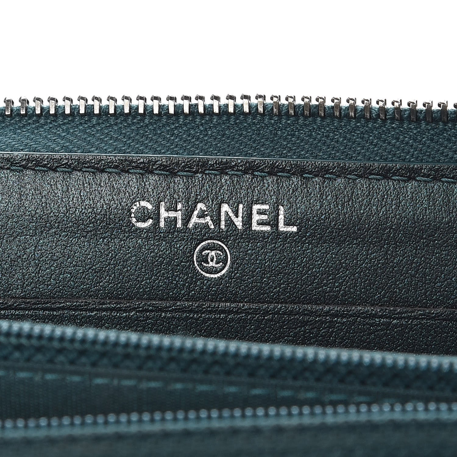 Chanel Iridescent Caviar Quilted Medium Filigree Zip Around Wallet Dark Turquoise 8 of 11