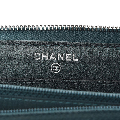 Chanel Iridescent Caviar Quilted Medium Filigree Zip Around Wallet Dark Turquoise 8 of 11