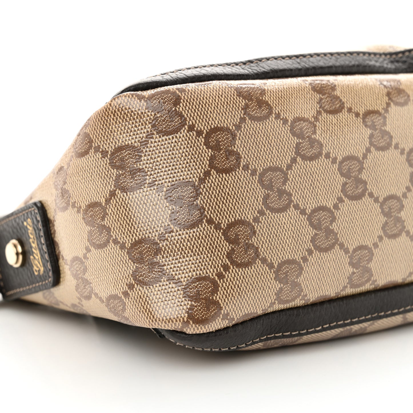 Crystal Monogram Small D Ring Gold Hobo Brown