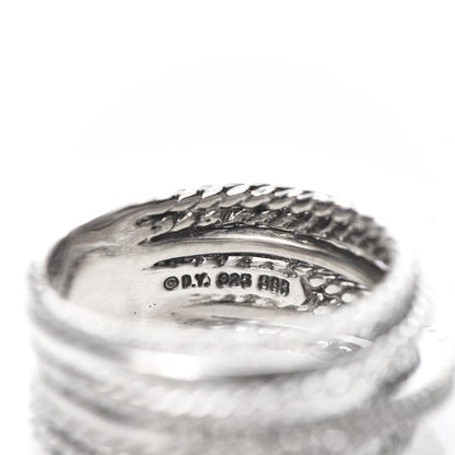 David Yurman Sterling Silver 14K White Gold Diamond 11mm Wide Crossover Cable Ring 58 8.5 4 of 4