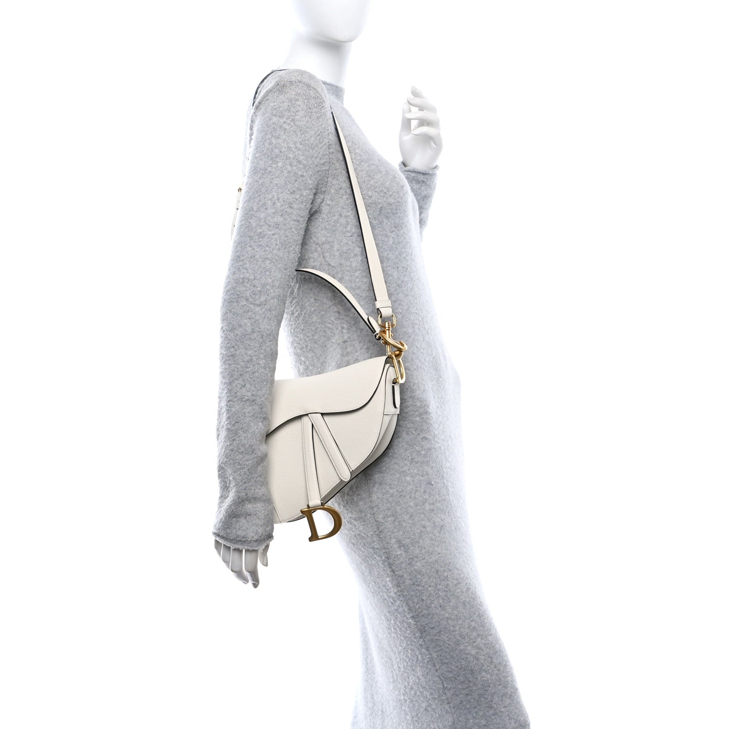 Christian Dior Grained Calfskin Saddle Bag With Strap Latte 2 of 11