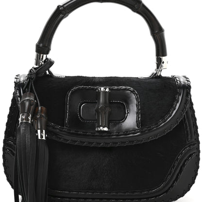 Gucci Pony Hair New Bamboo Medium Top Handle Bag Black 8 of 11