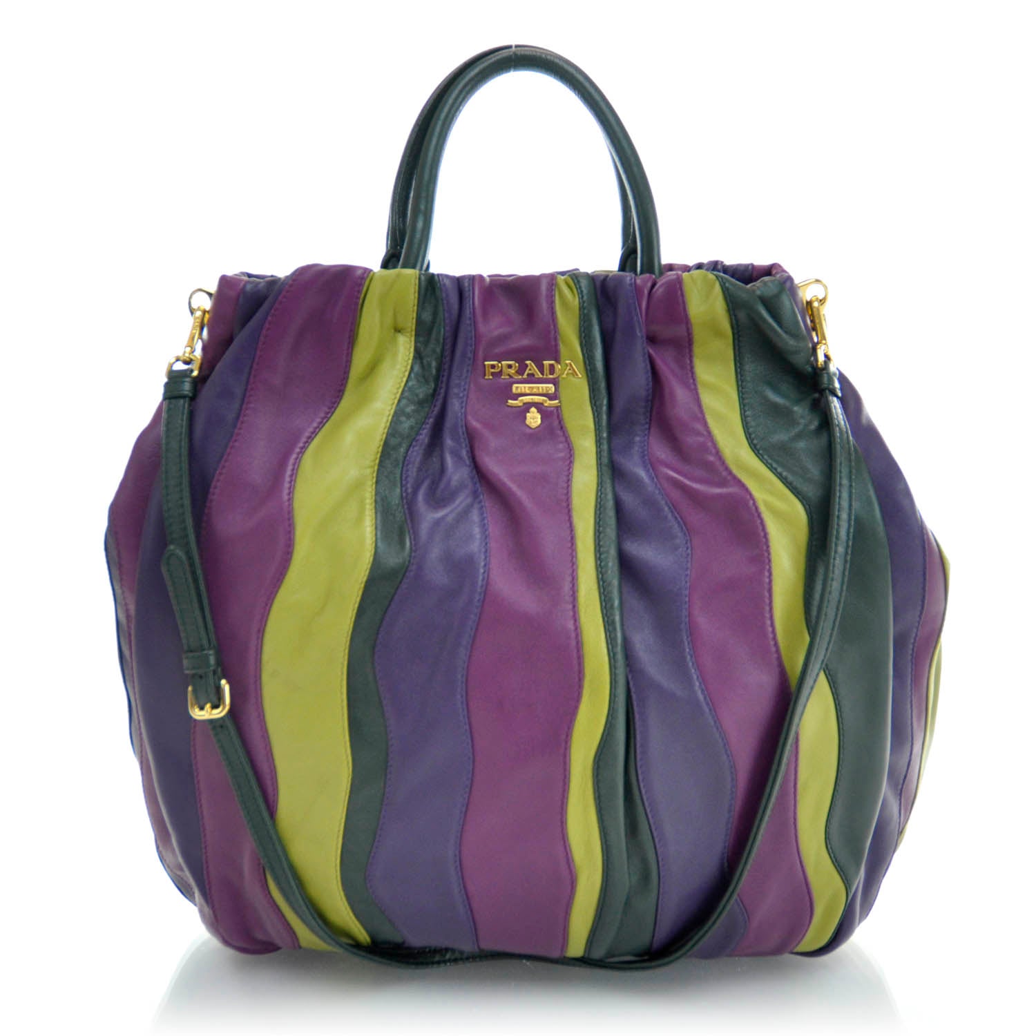 Prada Nappa Stripes Shoulder Bag Viola Alloro 1 of 10