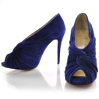 Christian Louboutin Suede Twist Front Manchon 120 Booties 37.5 Indigo 1 of 7