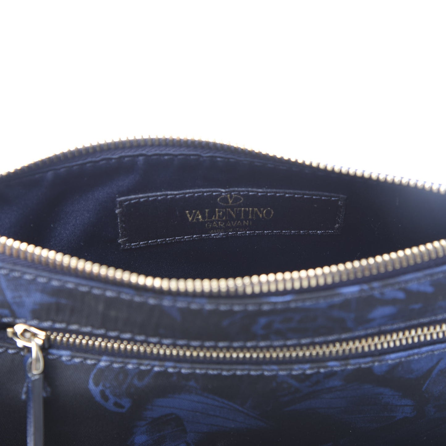 Nylon Camubutterfly Rockstud Double Zip Pouch Marine