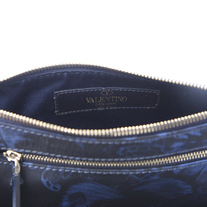 Valentino Garavani Nylon Camubutterfly Rockstud Double Zip Pouch Marine 6 of 9