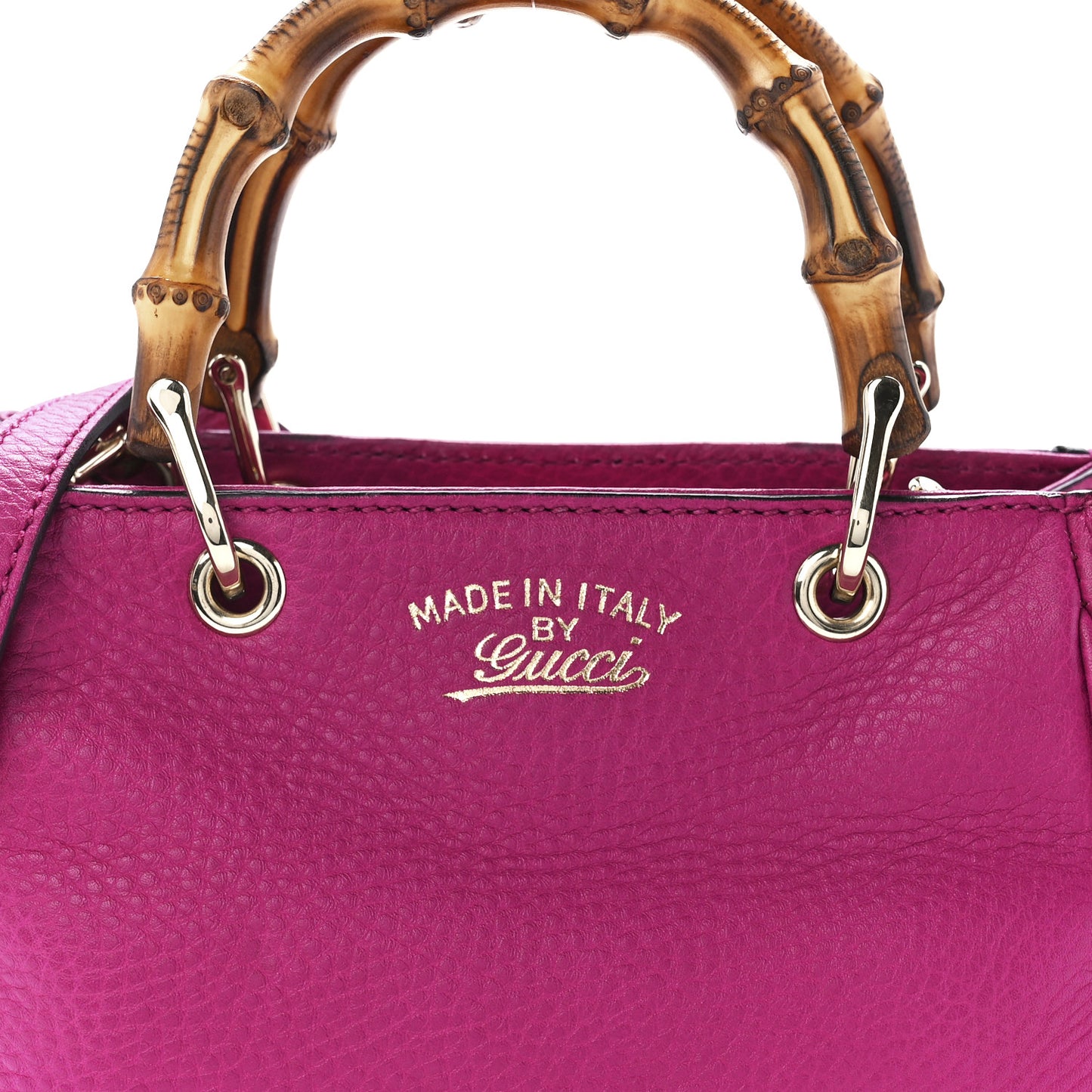Pebbled Calfskin Mini Bamboo Shopper Tote Bright Bougainvillea