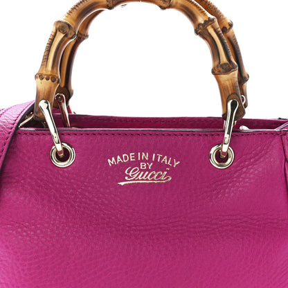 Gucci Pebbled Calfskin Mini Bamboo Shopper Tote Bright Bougainvillea 9 of 13