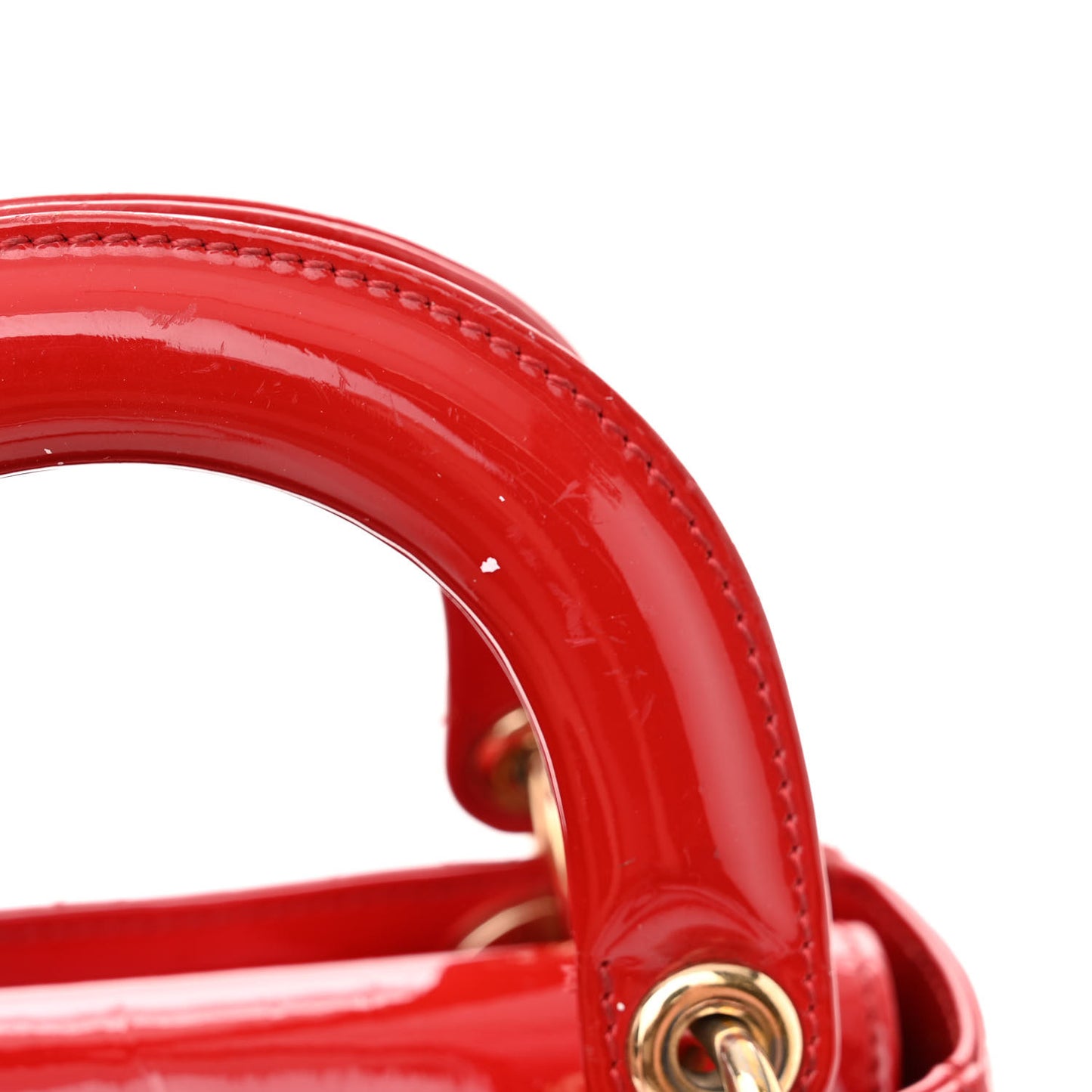 Patent Cannage Mini Lady Dior Red