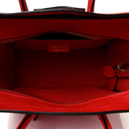 Celine Drummed Calfskin Nano Luggage Red 4 of 7