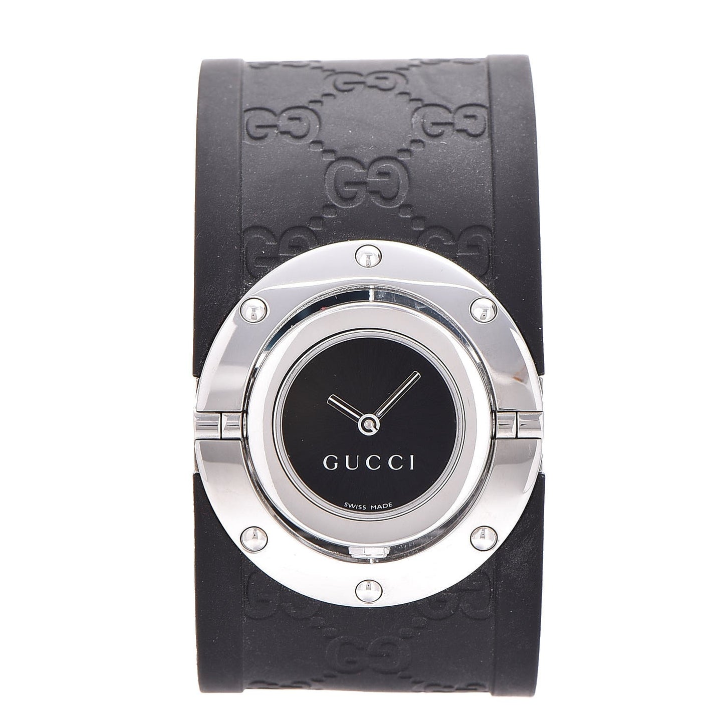 Stainless Steel Rubber 33mm Twirl Quartz Watch Black