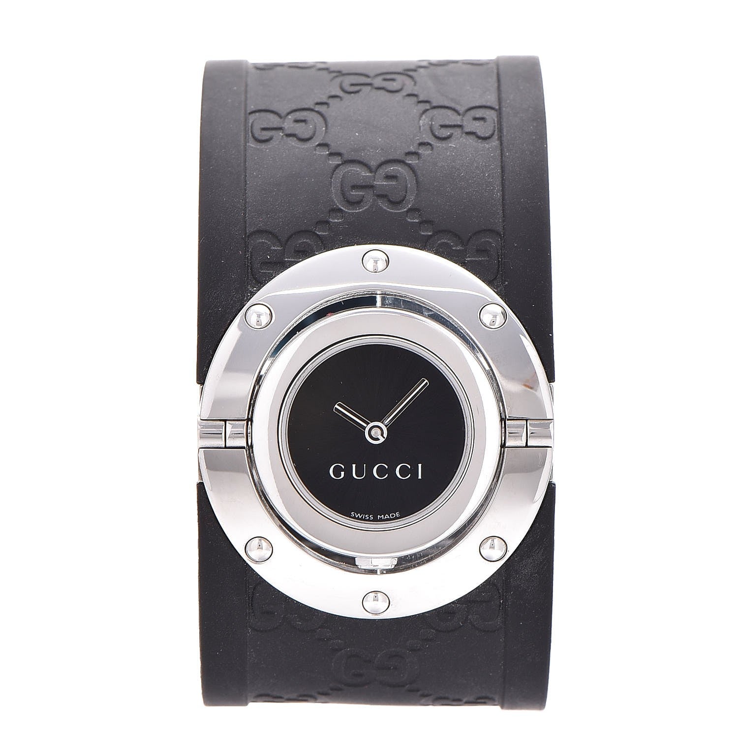 Gucci Stainless Steel Rubber 33mm Twirl Quartz Watch Black 1 of 11