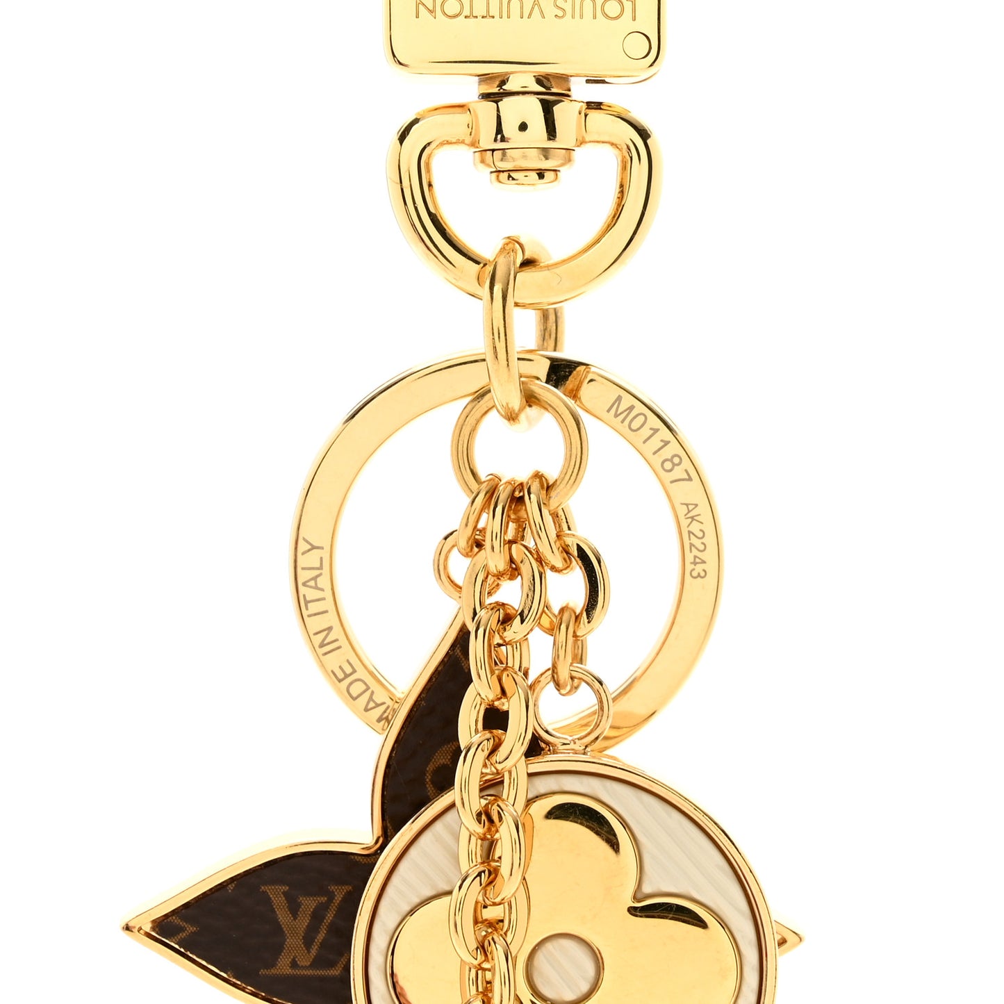 Metal Monogram Epi Spring Street Bag Charm Key Holder Gold